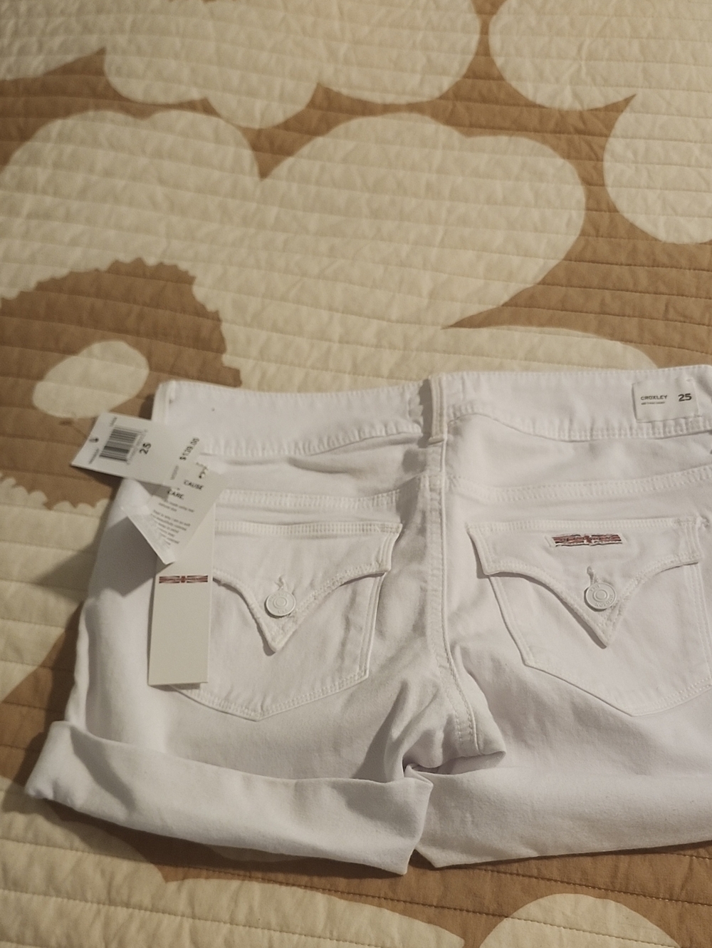 Hudson Jeans White Cropped Denim Shorts
